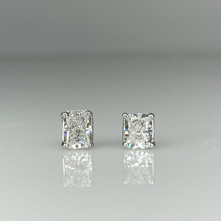 14K White Gold Radiant Cut Lab Grown Diamond Studs 1.10ct G/VS
