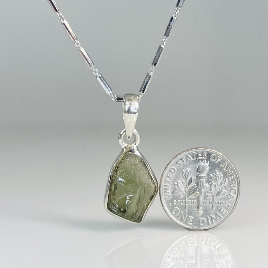 Moldavite Bezel Necklace 15mm
