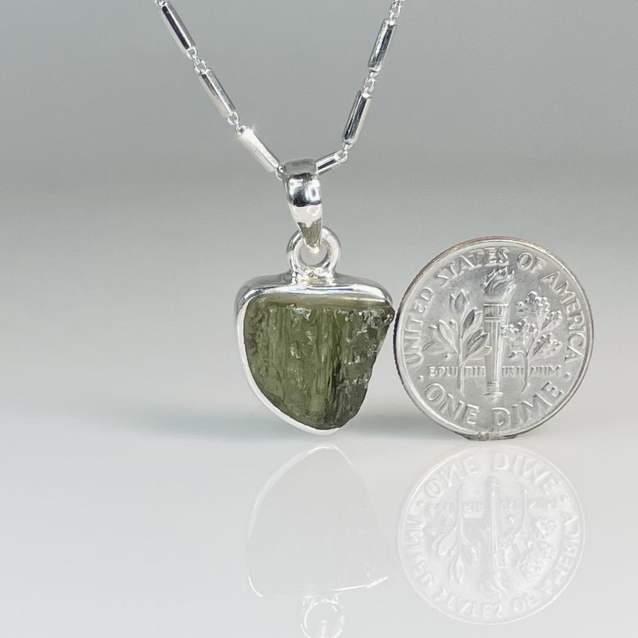 Moldavite Bezel Necklace 14mm