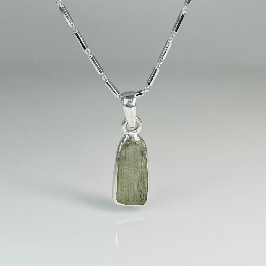 Moldavite Bezel Necklace 15mm