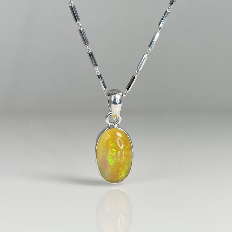 Ethiopian Opal Bezel Necklace 16mm