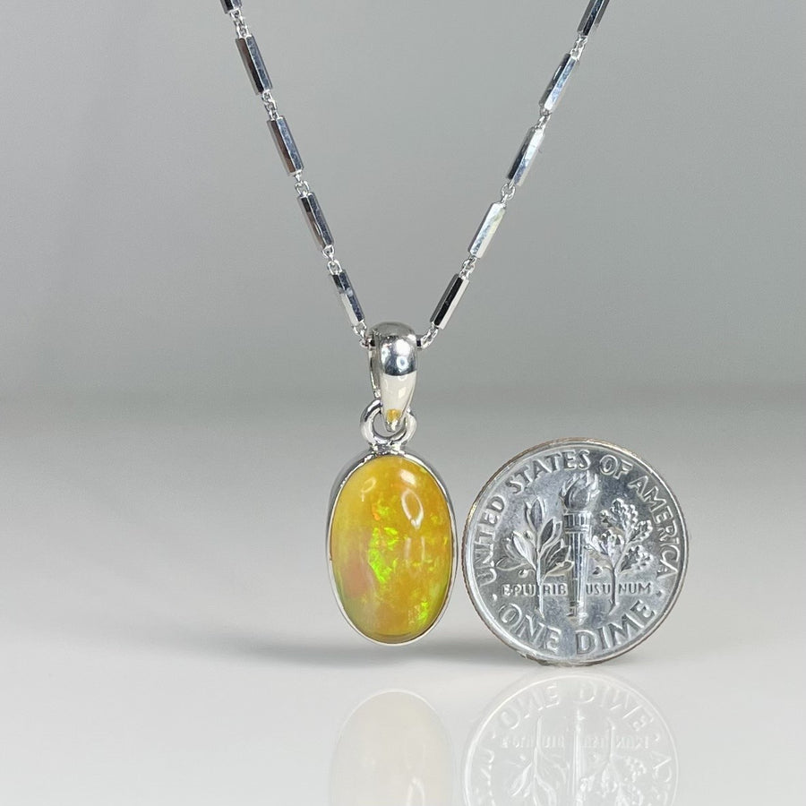 Ethiopian Opal Bezel Necklace 16mm