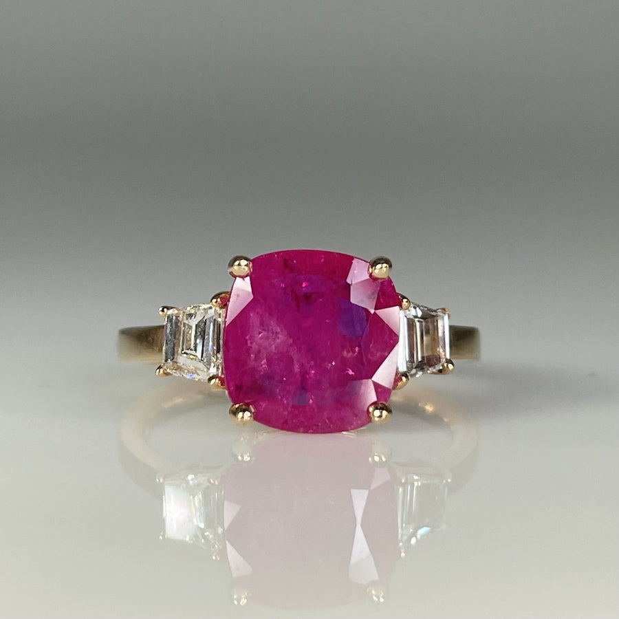 14K Rose Gold Ruby and Diamond Ring 2.39/0.34ct