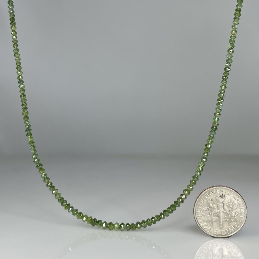 14K Yellow Gold Green Diamond Beaded Necklace 14ct