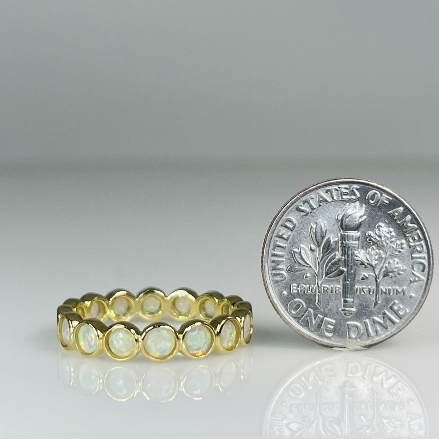 18K Yellow Gold Australian Opal Eternity Band 0.97ct
