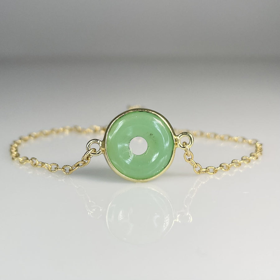 Green Chalcedony Round Bezel Bracelet 12mm