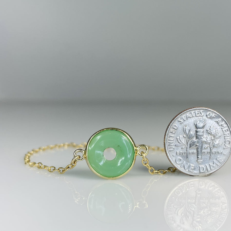 Green Chalcedony Round Bezel Bracelet 12mm