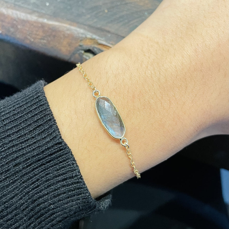 Labradorite Oval Bezel Bracelet 8x16mm