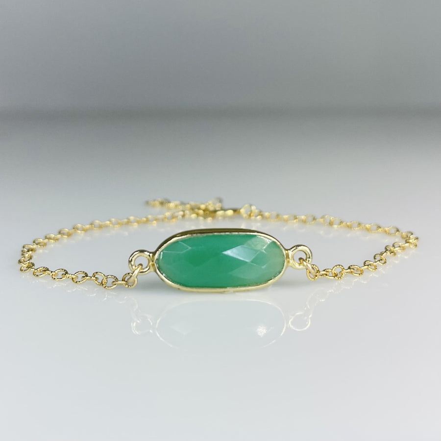 Green Chalcedony Bezel Bracelet 8x16mm