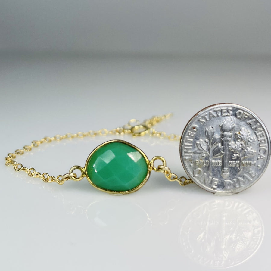 Green Chalcedony Bezel Bracelet 11x13mm