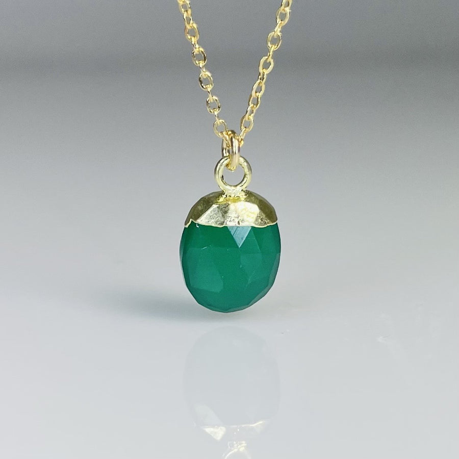 Green Onyx Drop Necklace 9x10mm
