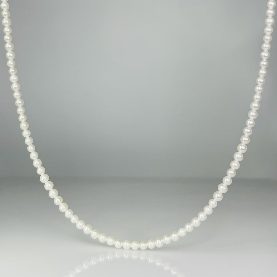 14K Yellow Gold Japanese Akoya Pearl Necklace 3mm