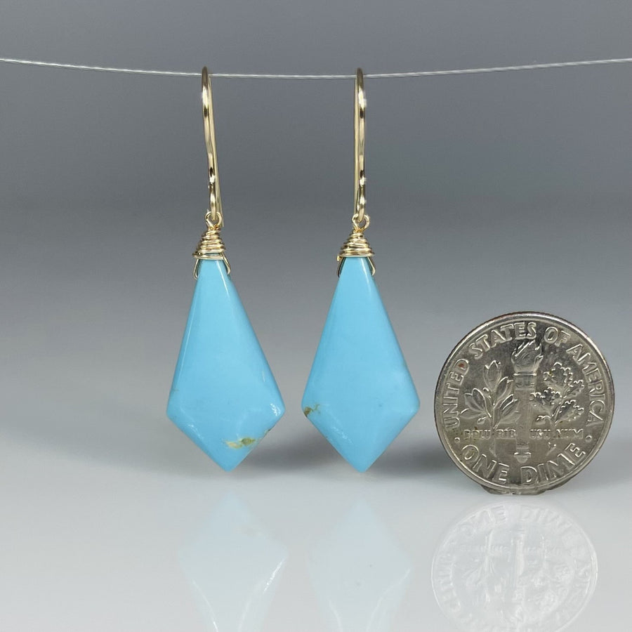 Kite Shaped Turquoise Earrings (12x23mm)