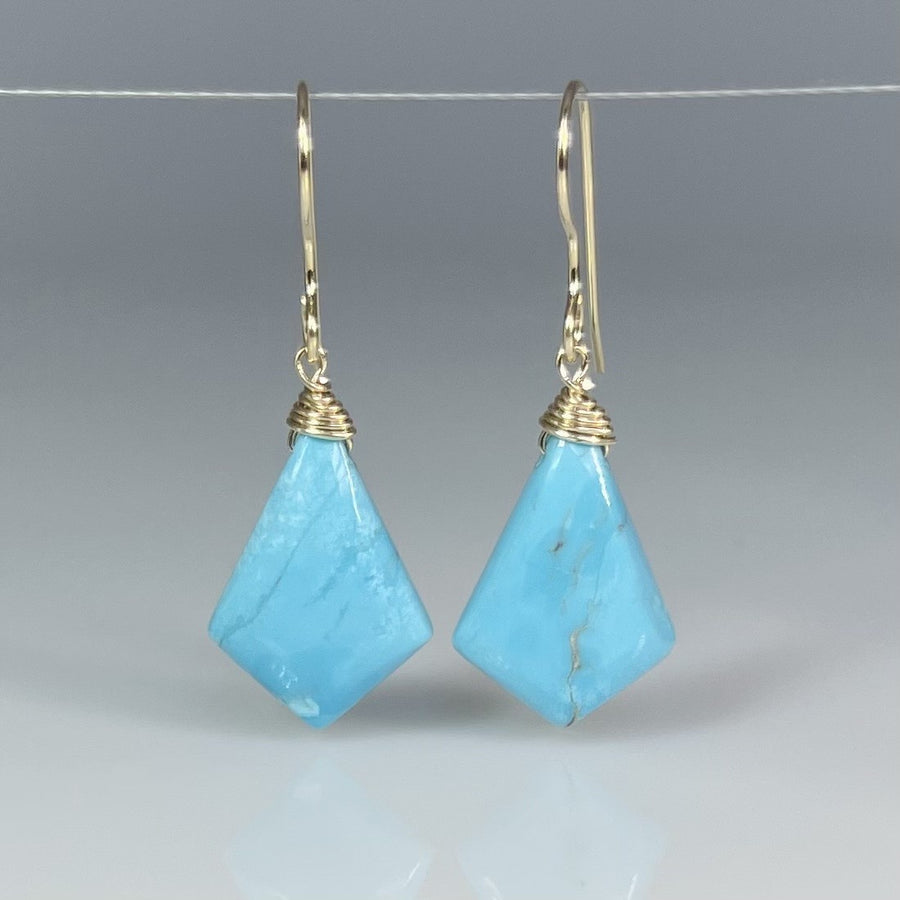 Kite Shaped Turquoise Earrings (13x17mm)