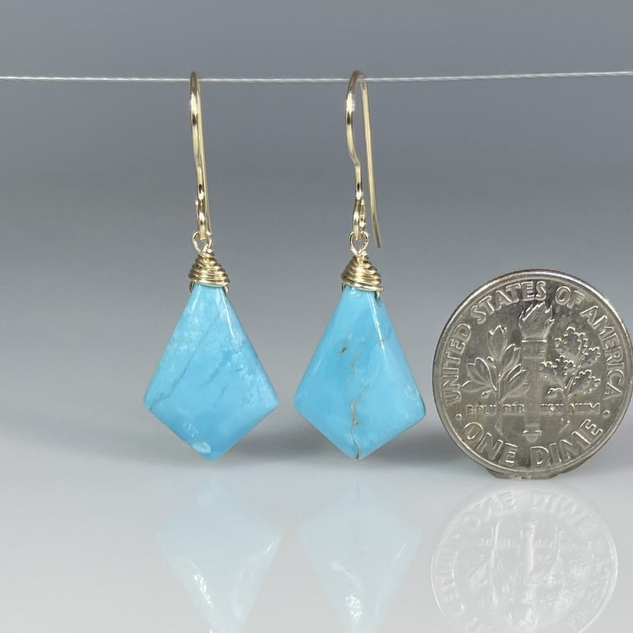 Kite Shaped Turquoise Earrings (13x17mm)