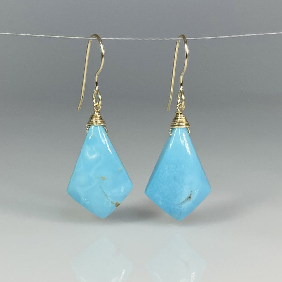 Kite Shaped Turquoise Earrings (14x21mm)