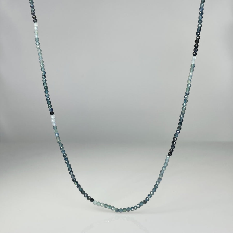 Graduated Blue Sapphire Beaded Necklace