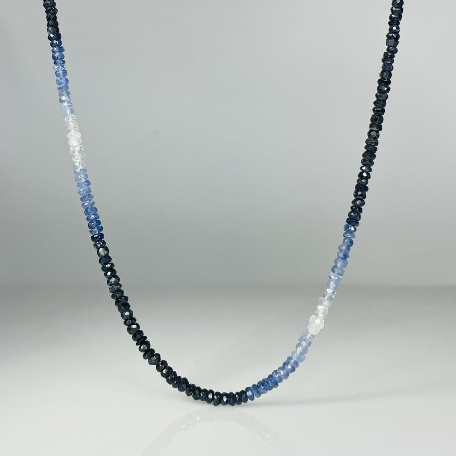 Graduated Blue Sapphire Beaded Necklace
