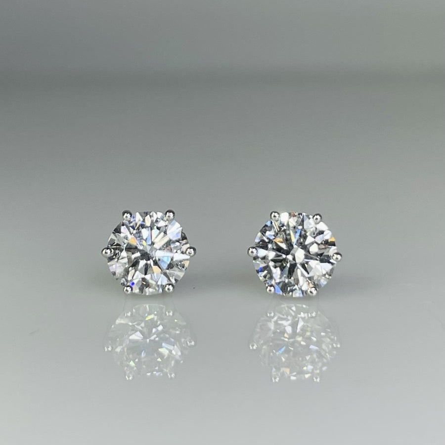 14K White Gold Lab Grown Diamond Studs 2.43ct H/VS2