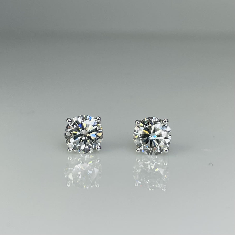 14K White Gold Lab Grown Diamond Studs 2.05ct I/VS2