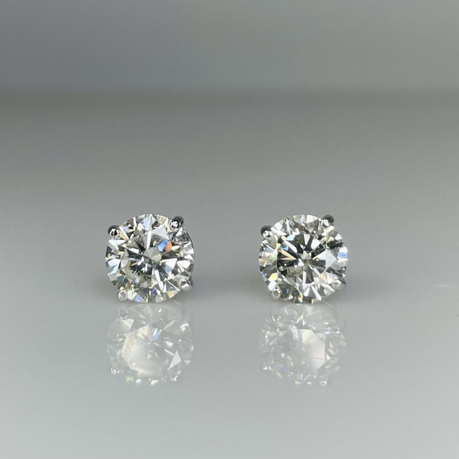 14K White Gold Lab Grown Diamond Studs 3.02ct I/SI1