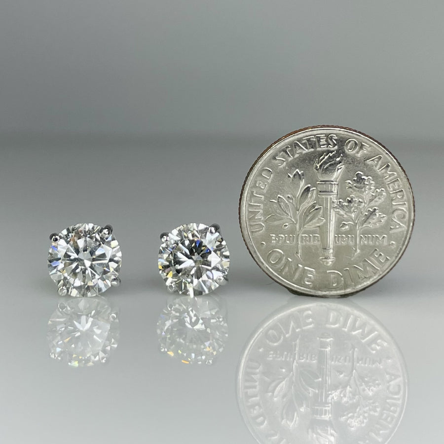 14K White Gold Lab Grown Diamond Studs 3.02ct I/SI1