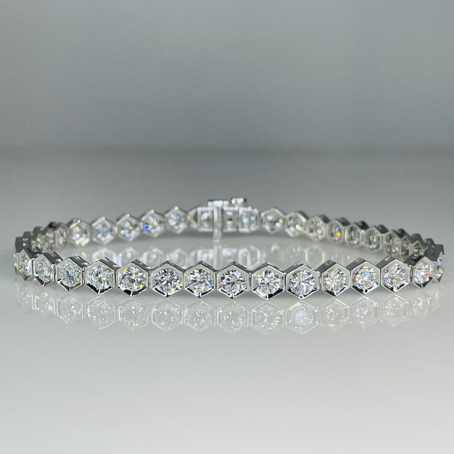 18K White Gold Lab Diamond Tennis Bracelet 6.08ct G/VS