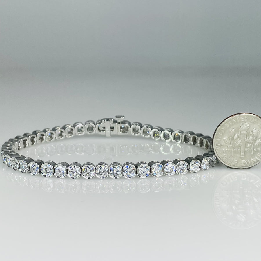 14K White Gold Lab Diamond Tennis Bracelet 6.53ct F/G VS