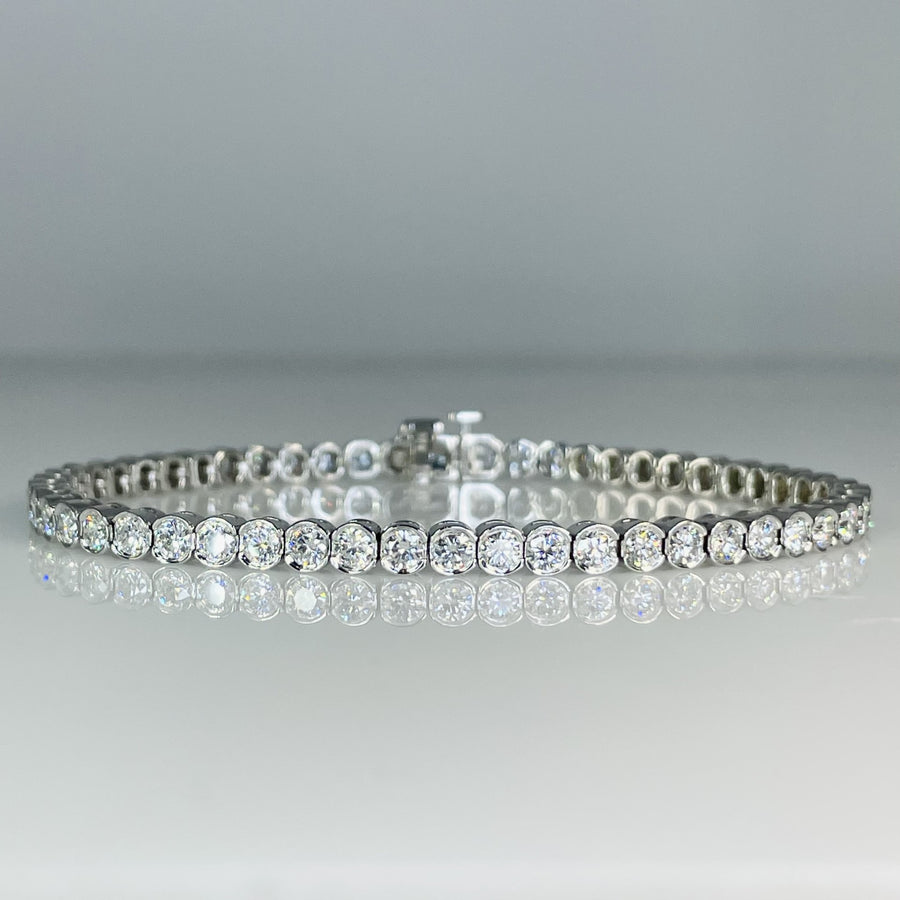14K White Gold Lab Diamond Tennis Bracelet 4.24ct G/VS
