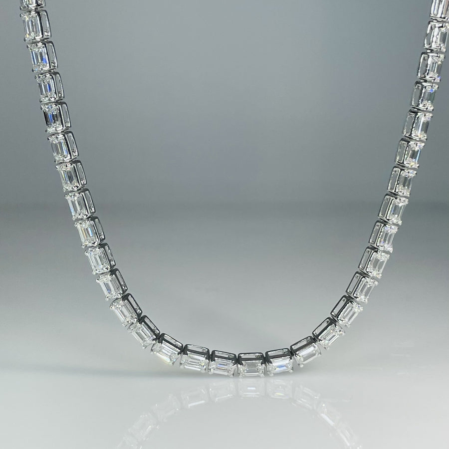 14K White Gold Lab Diamond Tennis Necklace 18.89ct F/VS