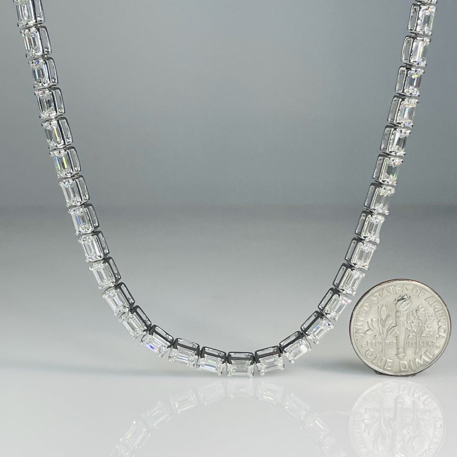14K White Gold Lab Diamond Tennis Necklace 18.89ct F/VS