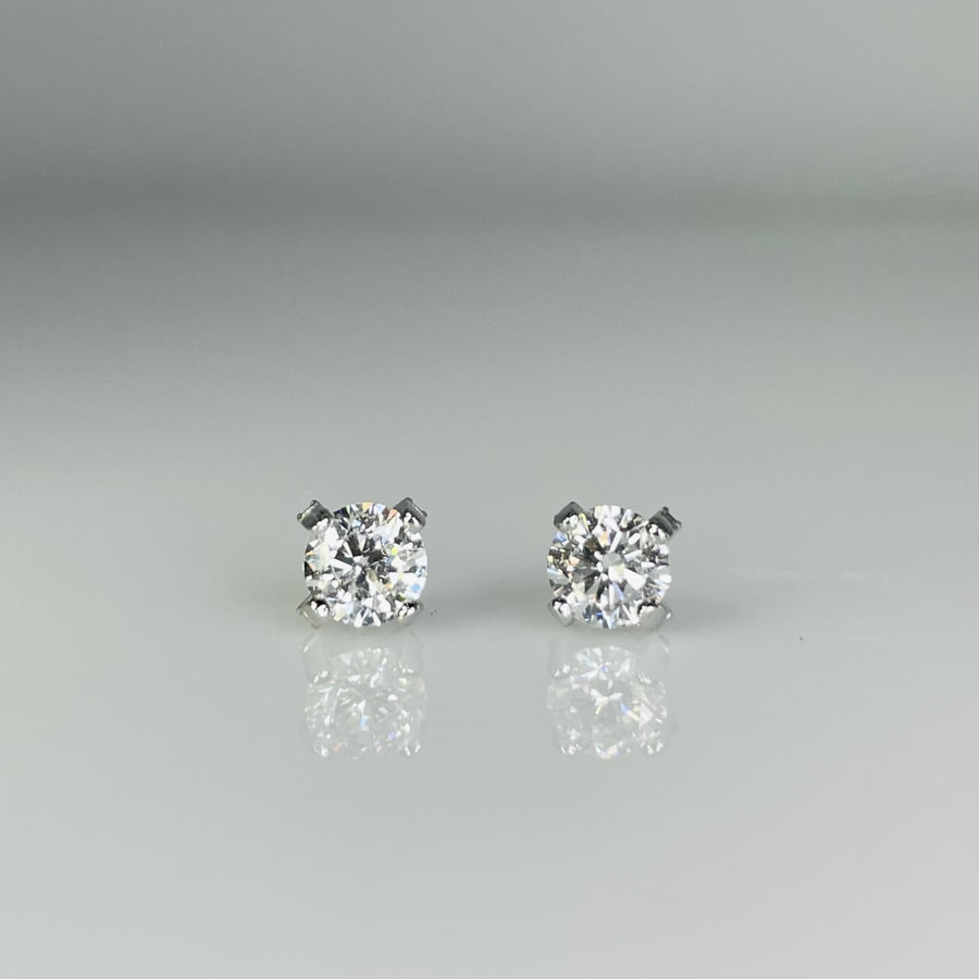 14K White Gold Lab Grown Diamond Studs 1ct G/VS