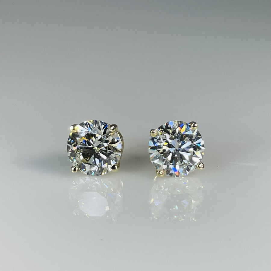 14K Yellow Gold Lab Grown Diamond Studs 1.85ct I/VS2
