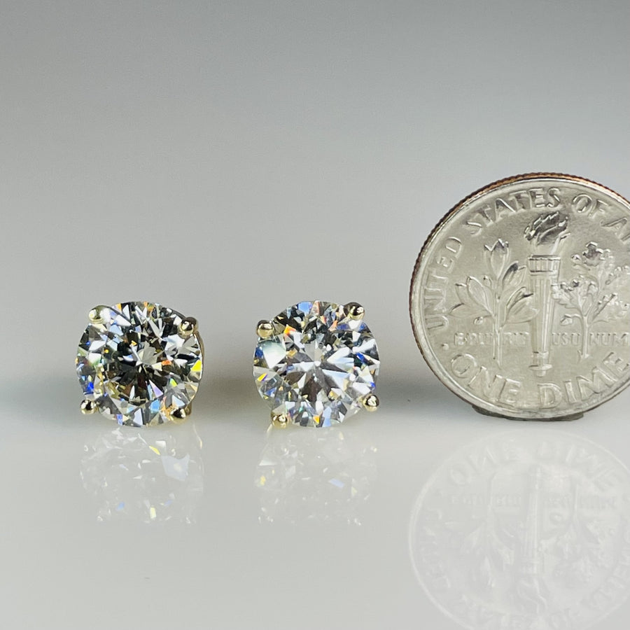 14K Yellow Gold Lab Grown Diamond Studs 4ct I/VS2