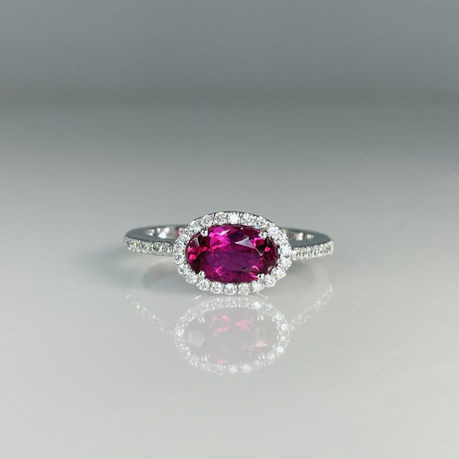 18K White Gold Rubellite and Diamond Ring 0.95/0.21ct