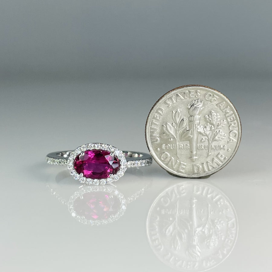 18K White Gold Rubellite and Diamond Ring 0.95/0.21ct