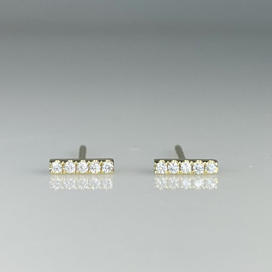 14K Yellow Gold Diamond Bar Earrings 0.07ct