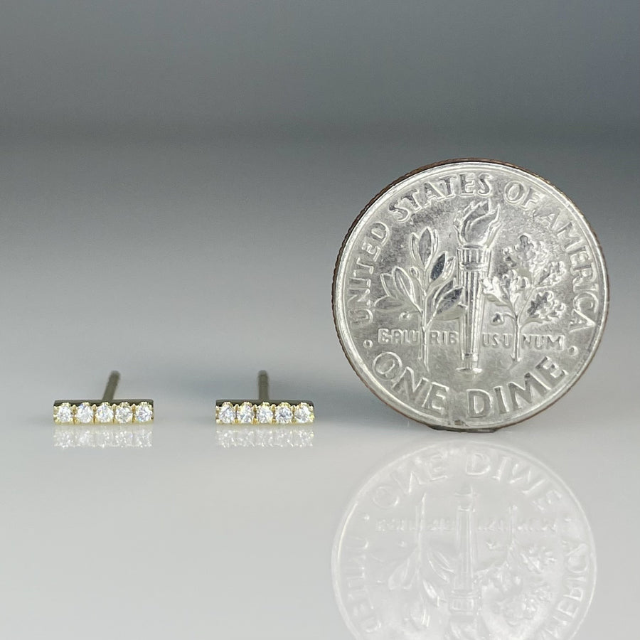 14K Yellow Gold Diamond Bar Earrings 0.07ct