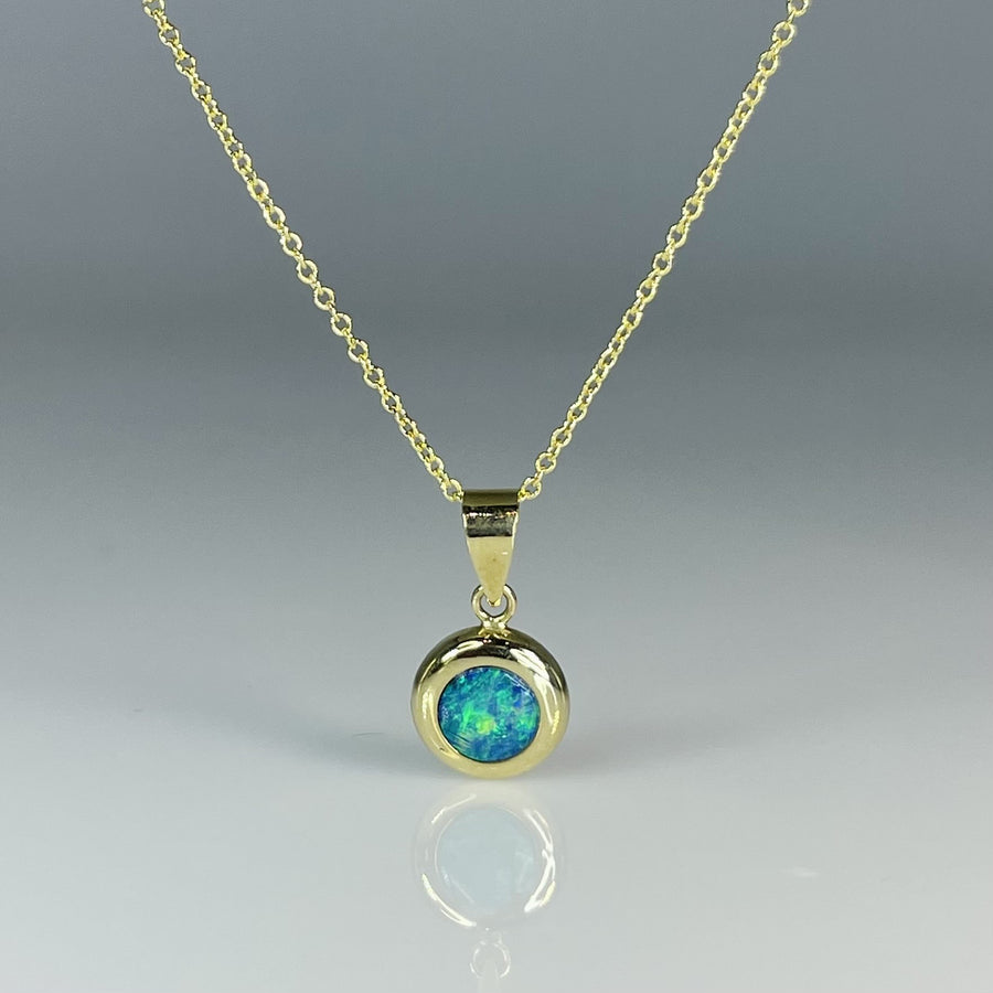 14K Yellow Gold Australian Opal Necklace 8x8mm – KyleChanDesign