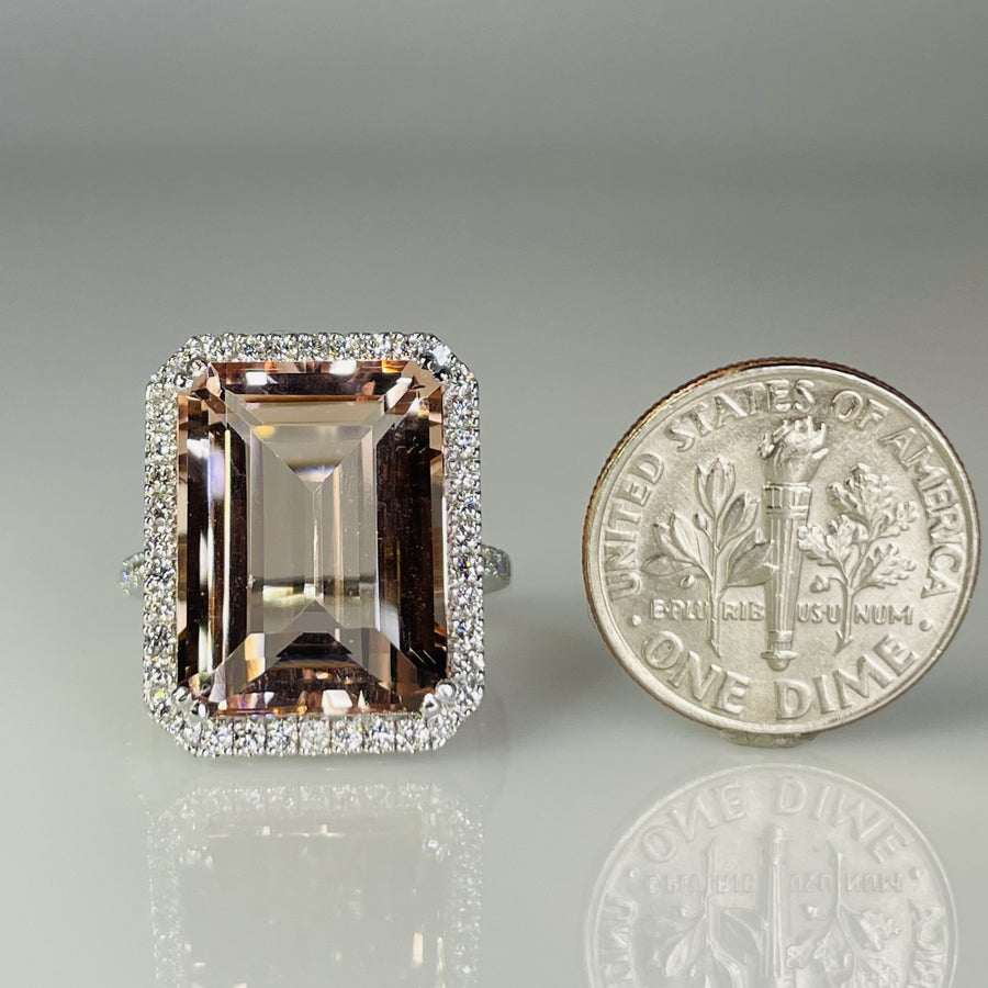 14K White Gold Morganite and Diamond Ring 10.76/0.65ct
