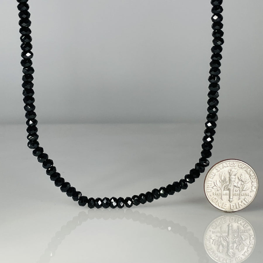 14K Yellow Gold Black Spinel Beaded Necklace 4mm