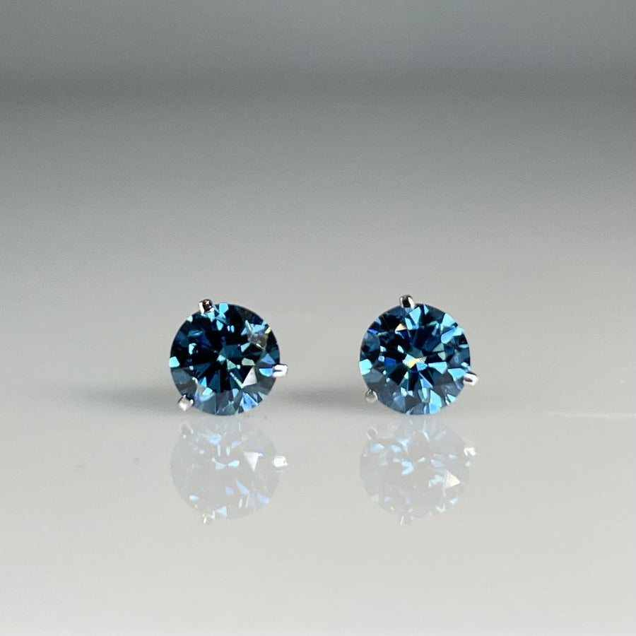 14K White Gold Lab Grown Blue Diamond Studs 0.97ct