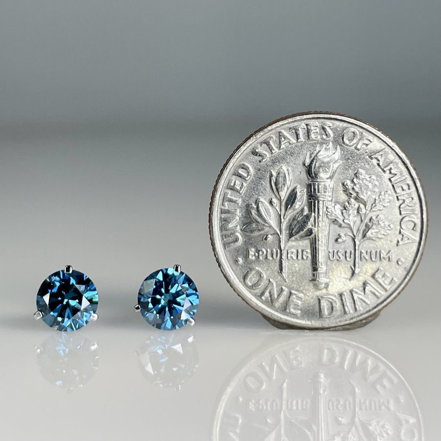 14K White Gold Lab Grown Blue Diamond Studs 0.97ct