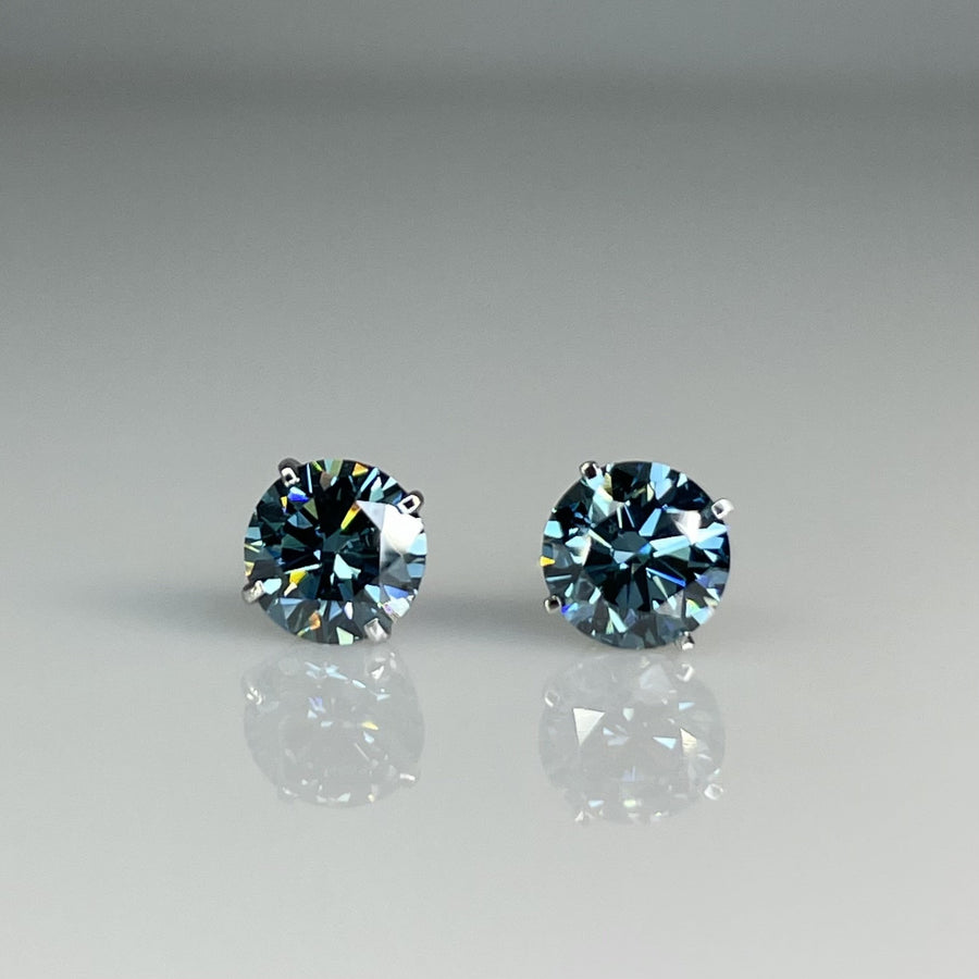 14K White Gold Lab Grown Blue Diamond Studs 1.49ct