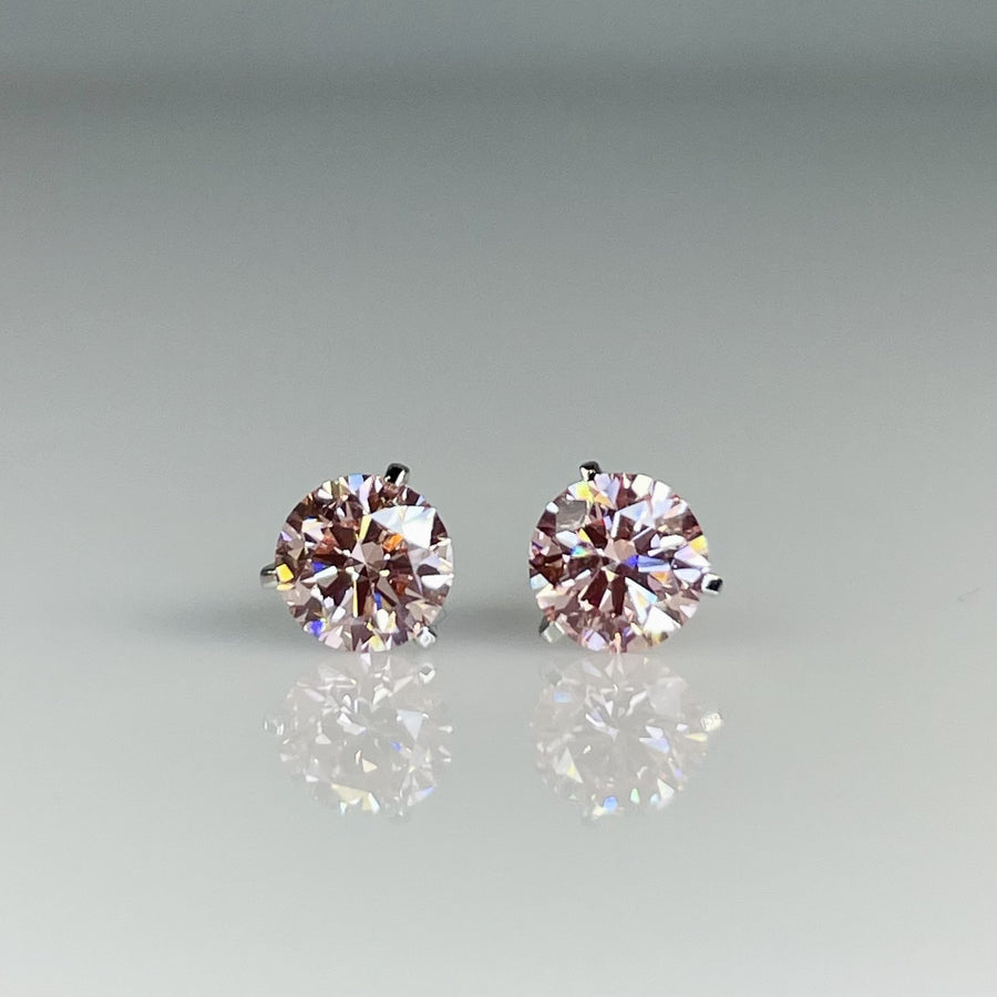 14K White Gold Lab Grown Pink Diamond Studs 0.86ct