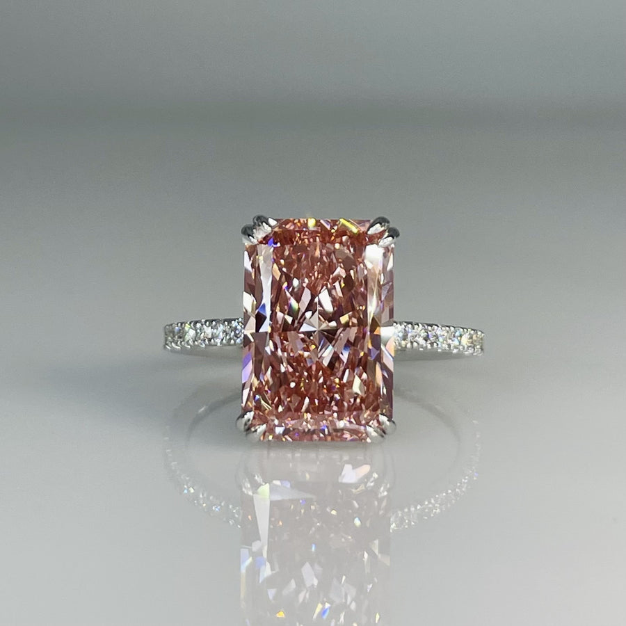 18K White Gold Lab Grown Pink Diamond Ring 5.23ct/0.50ct