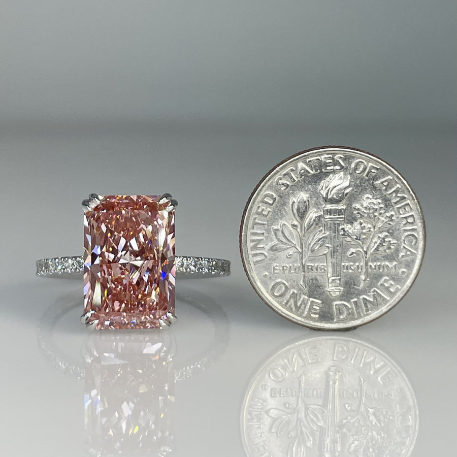 18K White Gold Lab Grown Pink Diamond Ring 5.23ct/0.50ct