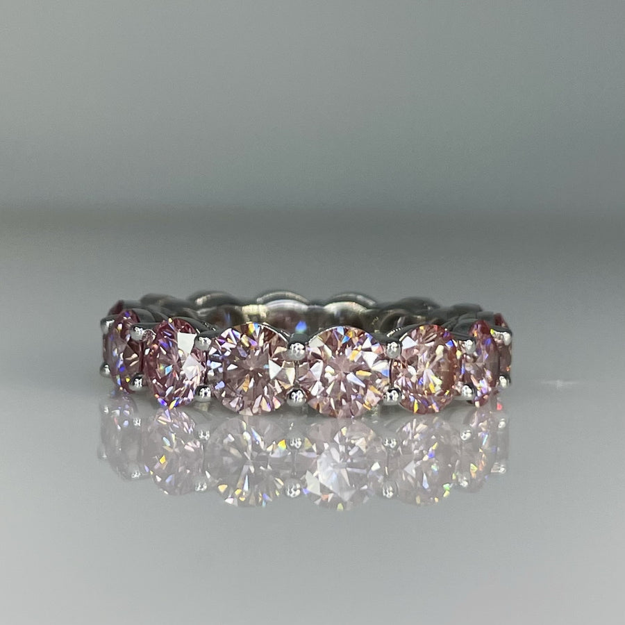14K White Gold Lab Grown Pink Diamond Eternity Band 6.37ct VS
