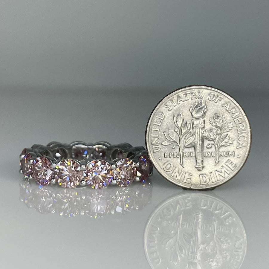 14K White Gold Lab Grown Pink Diamond Eternity Band 6.37ct VS