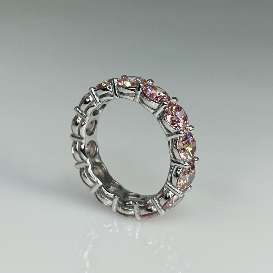 14K White Gold Lab Grown Pink Diamond Eternity Band 6.37ct VS